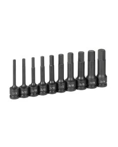 GRE1340H image(0) - Grey Pneumatic 10PC 1/2" DR 4" LENGTH FRAC HEX DRIVER SET