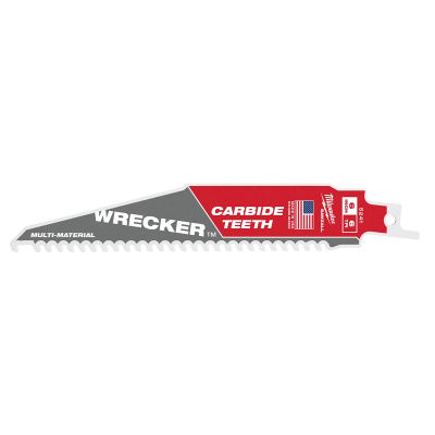 MLW48-00-5241 image(0) - Milwaukee Tool 6" 6 TPI THE WRECKER with Carbide Teeth SAWZALL Blade 1PK