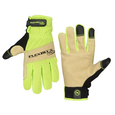 LEGGH460PM image(0) - Flexzilla® Pro High Dexterity Water-Resistant Hybrid Grain Leather Gloves, Natural/Black/ZillaGreen™, M