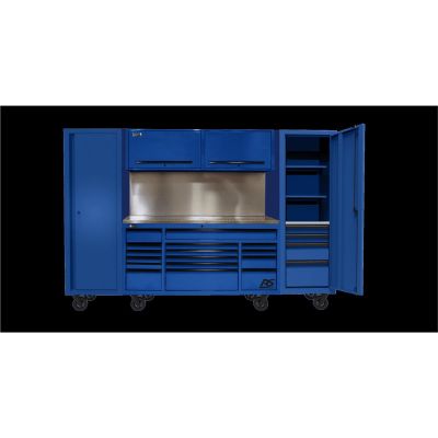 HOMBLCTS12001 image(0) - 120? RS PRO CTS Roller Cabinet & Side Lockers Combo with Solid Backsplash - Blue
