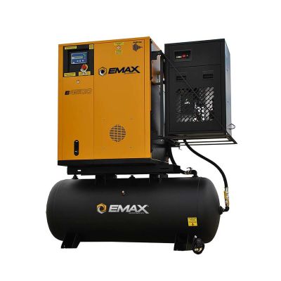 EMXERVK100001 image(0) - Emax Compressor Emax Complete Rotary VFD Package 10hp 1PH 120 Gal Tank w/58CFM Air Dryer