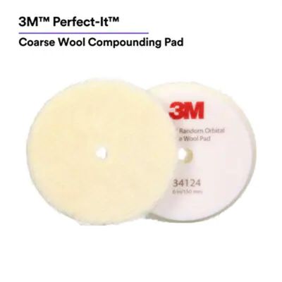 MMM34124 image(0) - 3M 3M™ Perfect-It™ Random Orbital Coarse Wool Compounding Pad 34124, 6 Inch (150 mm), White, 2 Pads/Bag