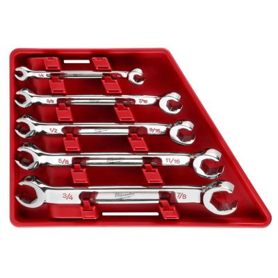 MLW48-22-9470 image(0) - Milwaukee Tool 5pc Double End Flare Nut Wrench Set - SAE