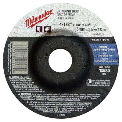 MLW49-94-5005 image(0) - Milwaukee Tool 5" x .045" x 7/8" Cut-Off Wheel (Type 27)
