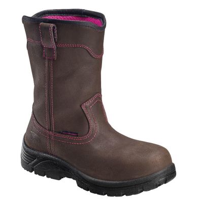 FSIA7146-12W image(0) - Avenger Work Boots - Framer Wellington Series - Women's Mid-Calf Slip-On Work Boots - Composite Toe - IC|EH|SR - Brown/Black - Size: 12W