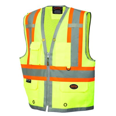 SRWV1010260U-L image(0) - Pioneer Pioneer - 300D Oxford with Mesh Back Surveyor Vest - Hi-Vis Yellow/Green - Size Large