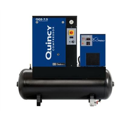 QACQGS7.5TMD-1 image(0) - Quincy QGS 7.5-HP 60- Gallon Tank Mounted Rotary Screw Air Compressor With Dryer 230/1/60
