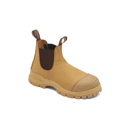 BLU989-075 image(0) - Steel Toe Elastic Side Slip-on Boots, Water Resistant, Bump Cap, Wheat, AU size 7.5, US size 8.5