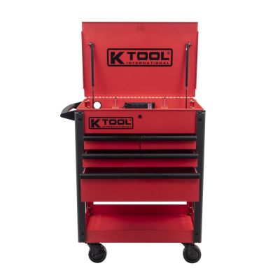 KTI75119 image(0) - K Tool International 35" Premium 4 Drawer 500 lb. Service Cart (Matte Red)
