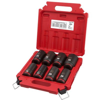 MLW49-66-7020 image(0) - Milwaukee Tool 8PCSHOCKWAVE Impact Duty 3/4" Drive Metric Deep 6 Point Socket Set