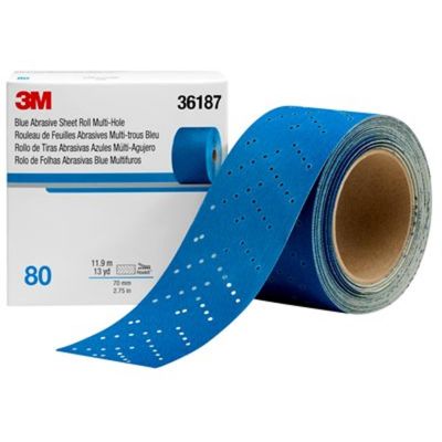 MMM36187 image(0) - 3M Hookit Blue Abrasive Sheet Roll Multihole (4PK)
