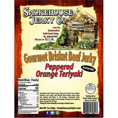 THS610079-544284 image(0) - Smokehouse Jerky Peppered Orange Teriyaki Brisket Beef Jerky - GLUTEN FREE 3oz