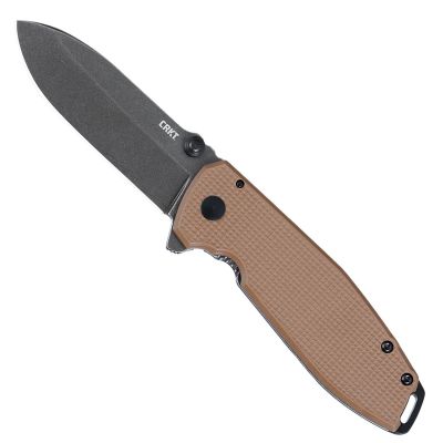 CRK2495B image(0) - CRKT (Columbia River Knife) Squid XM Brown Assisted Opening Folding Knife: Drop Point with D2 Steel Blade, G10 Handle, Frame Lock