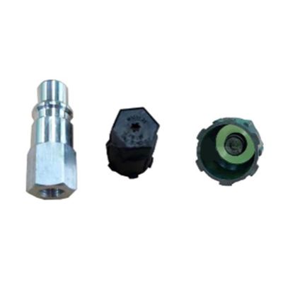FJC2801 image(0) - R-1234yf Aluminum straight adapter with JRA Valve core with cap 1/8 NPT F M10 x 1.25