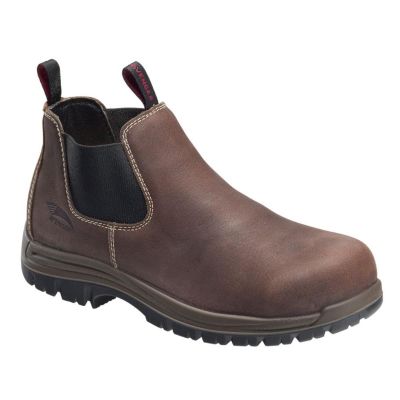 FSIA7110-12M image(0) - Avenger Work Boots Foreman Romeo Series - Men's Mid Top Slip-On Boots - Composite Toe - IC|EH|SR|PR - Brown/Black - Size: 12M