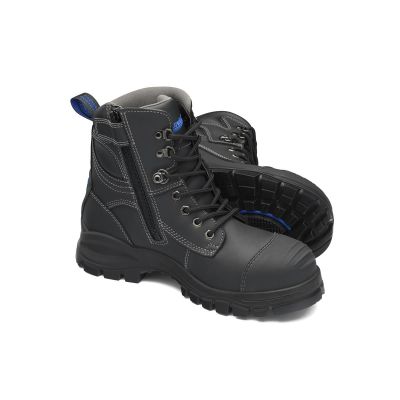 BLU997-080 image(0) - Blundstone Steel Toe Lace Up Side Zip, Water Resistant, Bump Cap, Black, AU size 8, US size 9