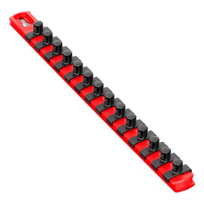 ERN8415M image(0) - Ernst Mfg. 13” Magnetic Socket Organizer with 14 Twist Lock Clips - Red - 3/8”