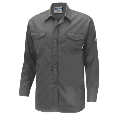 OBRZFI504-M image(0) - OBERON Button Up Shirt - FR/Arc-Rated 7.5 oz 88/12 - Grey - Size: M