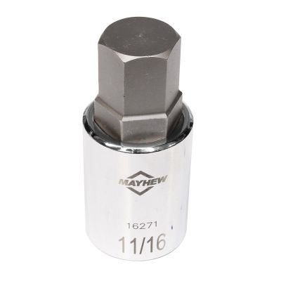 MAY16271 image(0) - Mayhew Mayhew 11/16-Inch SAE Hex Short Insert Socket Bit, 1/2-Inch Drive