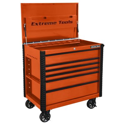 EXTEX4106TCORBK image(0) - 41 in. 6-Drawer Tool Cart w/Bumpers, Orange w/Blac
