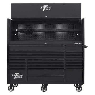EXTRX723020HRMK image(0) - Extreme Tools RX Series 72"W x 30"D Pro Hutch & 19 Drawer Roller Cabinet Combo; Matte Black w Black Drawer Pulls