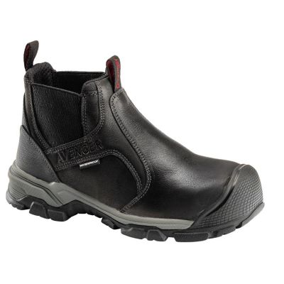 FSIA7341-12W image(0) - Avenger Work Boots Ripsaw Romeo Series - Men's Mid-Top Slip-On Boots - Aluminum Toe - IC|EH|SR|PR - Black/Black - Size: 12W