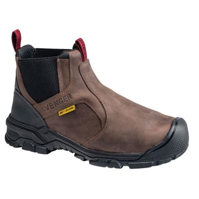 FSIA7342-11W image(0) - Avenger Work Boots Ripsaw Romeo Series - Men's Mid-Top Slip-On Boots - Aluminum Toe - IC|EH|SR|PR|MT - Brown/Black -Size: 11W