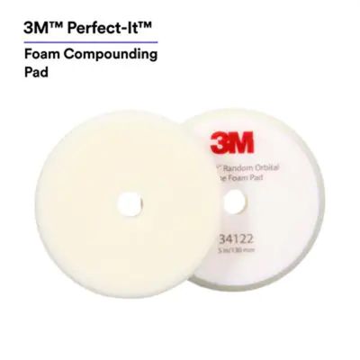 MMM34122 image(0) - 3M™ Perfect-It™ Random Orbital Foam Compounding Pad 34122, 5 Inch (130 mm), White, 2 Pads/Bag