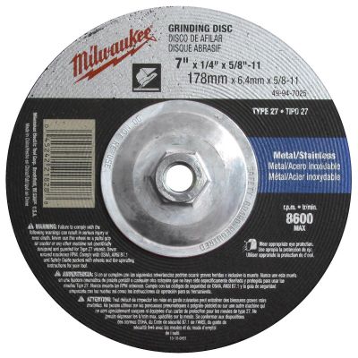 MLW49-94-7020 image(0) - Milwaukee Tool 7" x 1/4" x 7/8" Grinding Wheel (Type 27)