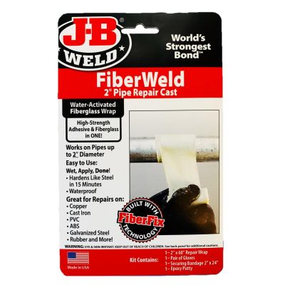 JBW38260 image(0) - J B Weld J-B Weld 38260 FiberWeld Permanent Repair Cast 2x60 Inch - High Strength Adhesive Fiberglass Wrap - White
