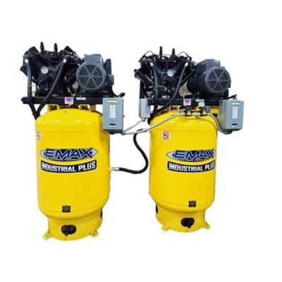 EMXESP07A080V3 image(0) - EMAX Two EMAX  10HP 1ph 80 Gallon Vertical Solo Mounted Alternating Silent Air compressors-w/Pressure Lubricated pumps