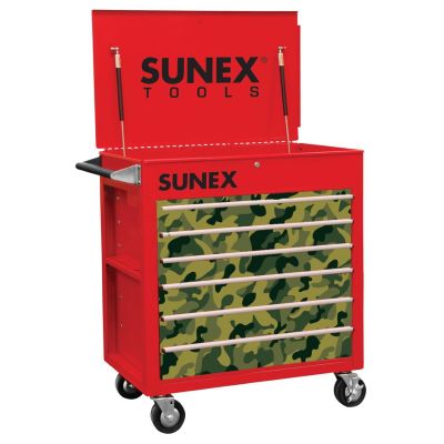 SUN8057-RC image(0) - 6 Full-Drawer Professional Cart, Red w/Camo