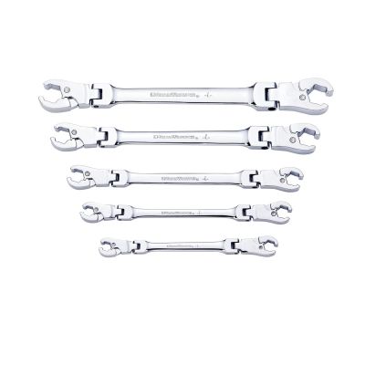 KDT89100 image(0) - GearWrench 5 Pc. Ratcheting Flex Flare Nut Wrench Set- SAE