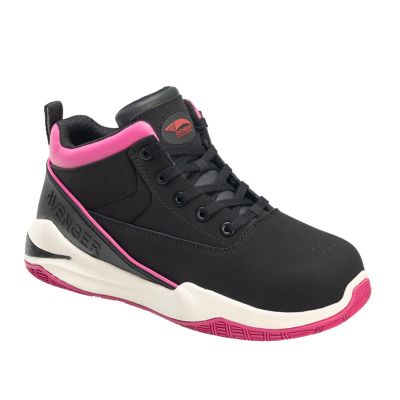 FSIA1001-9W image(0) - Avenger Work Boots Reaction Series - Women's High Top Athletic Shoe - Aluminum Toe - AT |EH |SR - Black | Pink - Size: 9W