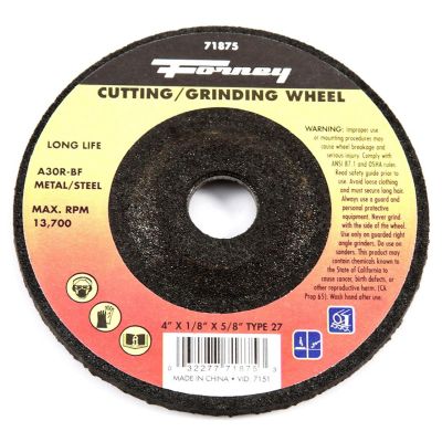 FOR71875 image(0) - Grinding Wheel, Metal, Type 27, 4 in x 1/8 in x 5/8 in