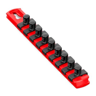 ERN8416M image(0) - Ernst Mfg. 13” Magnetic Socket Organizer with 11 Twist Lock Clips - Red - 1/2”