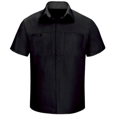 VFISY42BC-SSL-3XL image(0) - Workwear Outfitters Men's Short Sleeve Perform Plus Shop Shirt w/ Oilblok Tech Black/Charcoal, 3XL Long