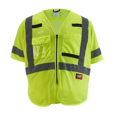 MLW48-73-5133 image(0) - Class 3 High Visibility Yellow Mesh Safety Vest - 2XL/3XL