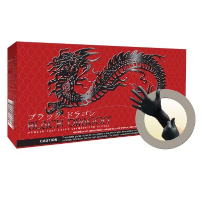 MFXBD1001PF-S image(0) - Microflex BLACK DRAGON LATEX EXAM GLOVES S