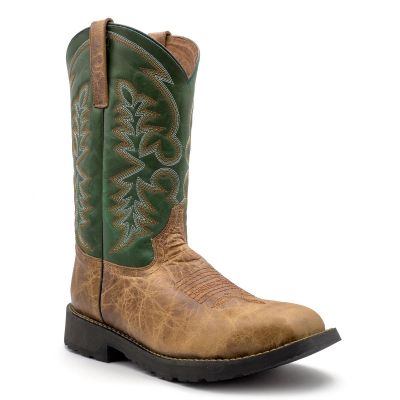 FSIA8832-13EE image(0) - AVENGER Work Boots Spur - Men's Cowboy Boot - Square Toe - CT|EH|SR|SF|WP|HR - Brown / Green - Size: 13 - 2E - (Extra Wide)