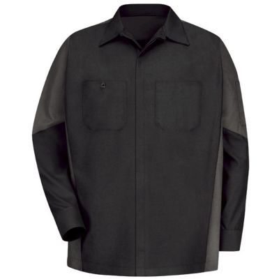 VFISY10BC-RG-4XL image(0) - Workwear Outfitters Men's Long Sleeve Two-Tone Crew Shirt Black/Charcoal, 4XL