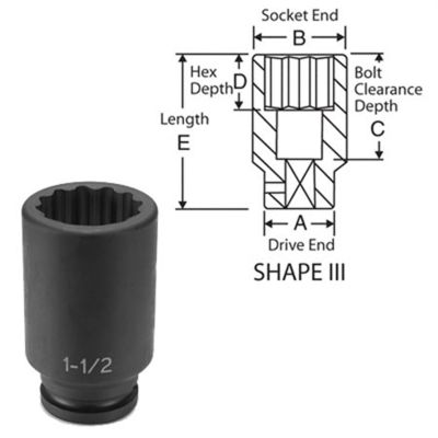 GRE3170D image(0) - Grey Pneumatic SOC 2-3/16 3/4D IMP 12PT DP BLK