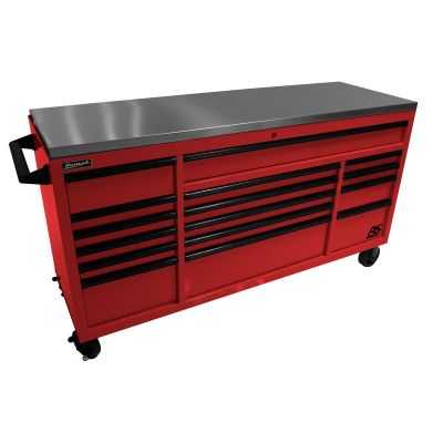 HOMRD04072164 image(0) - Homak Manufacturing 72" RS Roller Cabinet Red Stainless Steel Top