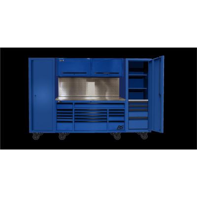 HOMBLCTS12002 image(0) - 120? RS PRO CTS Roller Cabinet & Side Lockers Combo with Toolboard Backsplash - Blue