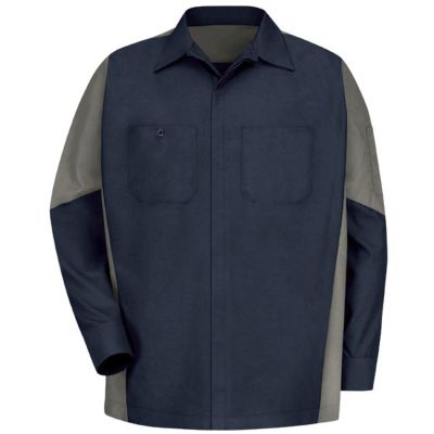 VFISY10CR-RG-5XL image(0) - Workwear Outfitters Men's Long Sleeve Two-Tone Crew Shirt Charcoal/Royal Blue, 5XL