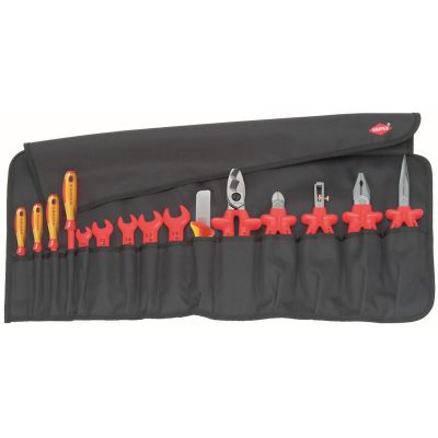 KNP989913 image(0) - KNIPEX 15-Piece Tool Roll Bag with Insulated Tools for Wo