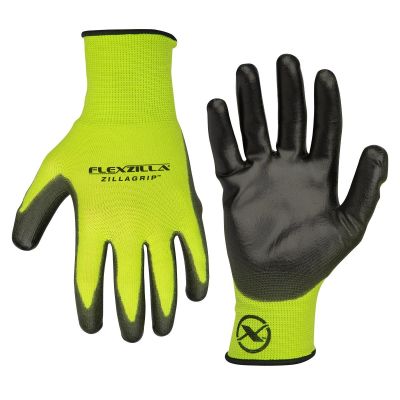 LEGGC300L-2X image(0) - Flexzilla® ZillaGrip™ Polyurethane Dip Gloves, Black/ZillaGreen™, 2-Pack, L