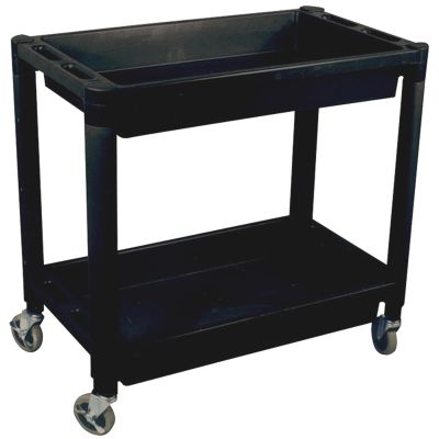 AST8330 image(0) - Astro Pneumatic Heavy Duty Plastic 2-Shelf Utility Cart, Black