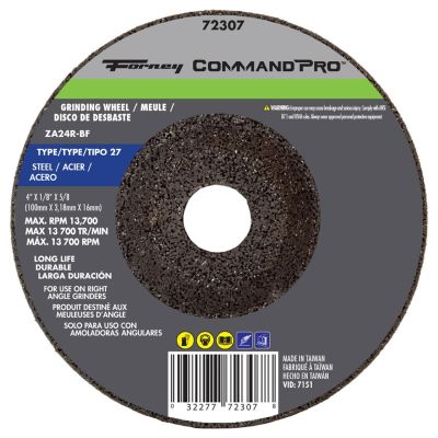 FOR72307 image(0) - Forney Industries Grinding Wheel, Metal, Type 27, 4 in x 1/4 in x 5/8 in