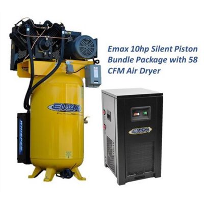 EMXESP10V080V3PK image(0) - EMAX EMAX Silent Industrial Plus 10 HP 3-Phase 80 gal.Vertical Compressor with 58 CFM Dryer Bundle-With Pressure Lube Pump